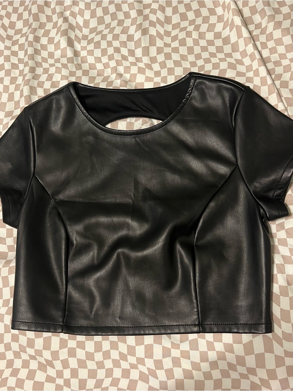 Kirious LA leather short sleeve crop top